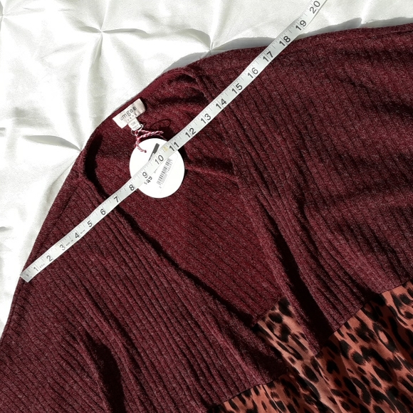 UMGEE S/M Animal Print Linen Blend Raw Hem Bell Sleeve Open Front Cardigan - Picture 13 of 16